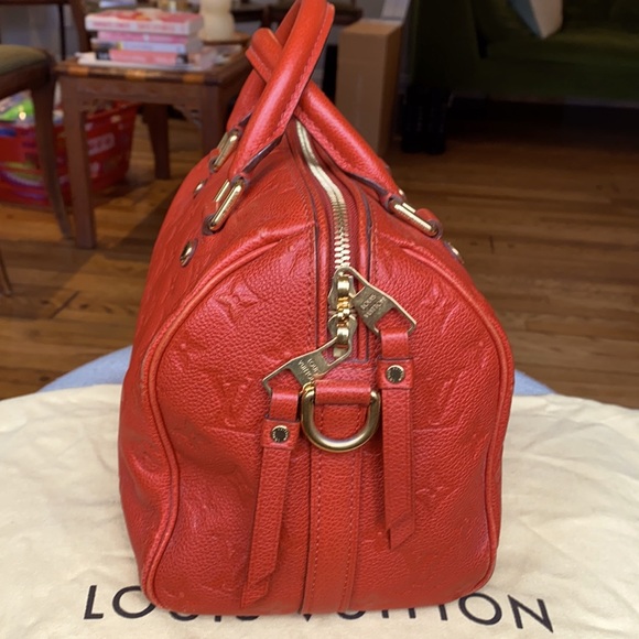 LAST CHANCE!! Louis Vuitton Speedy 25 Empreinte Bag EUC Red-Orange - Picture 4 of 16